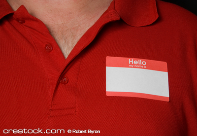 A blank generic name tag that says nothing.