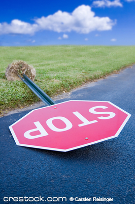 a run over stop sign a run over stop sign